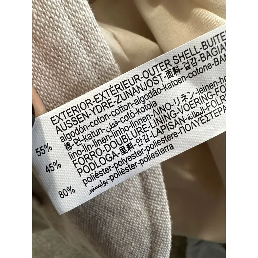 ZARA Linen Blend Sports Coat Blazer Jacket Ivory Cream Size Large
